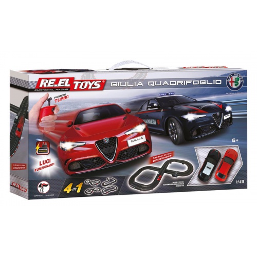 RE.EL Toys Autodráha Alfa Romeo Giulia Quadrifoglio 4v1 1:43 3,8 metru