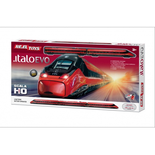RE.EL Toys ItaloEVO licencovaný vlak v měřítku H0 na baterie, vlak 94cm, dráha 5m