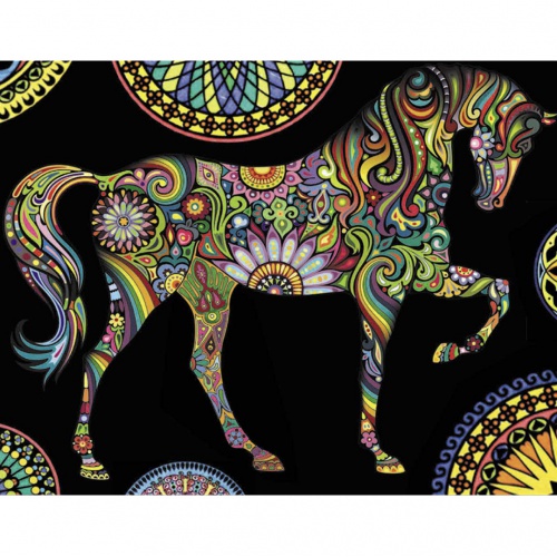 Colorvelvet Sametový obrázek Mandala kůň 47x35cm 