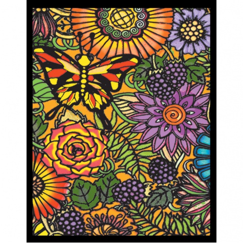 Colorvelvet Sametový obrázek Motýl s květinami 47x35cm 