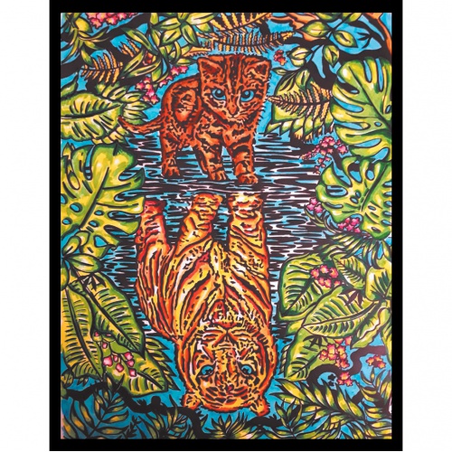 Colorvelvet Sametový obrázek Tygr/Kočka 47x35cm 