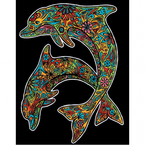 Colorvelvet Sametový obrázek Delfíni 21x29,7cm 