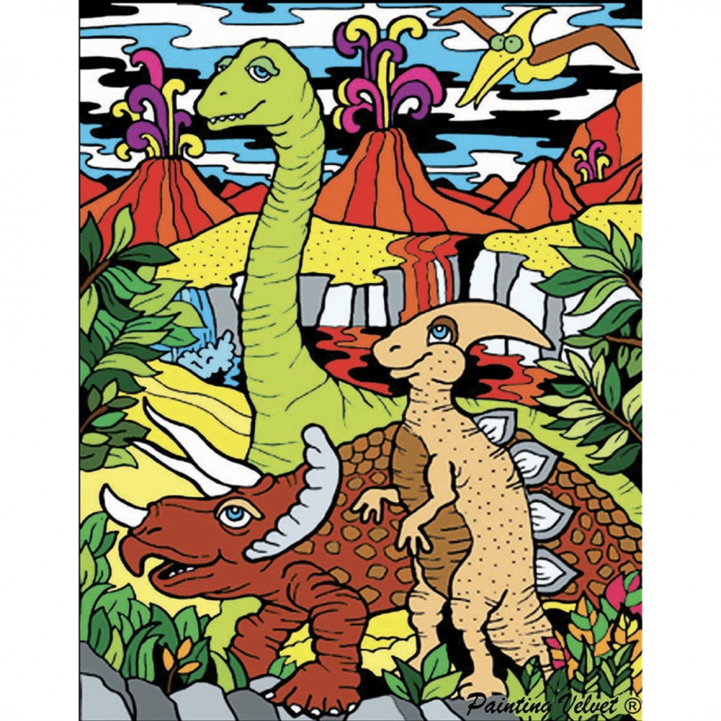 Colorvelvet Sametový obrázek Dinosauři 21x29,7cm 