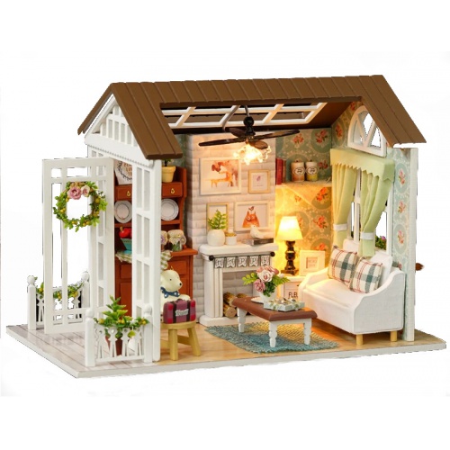 Knoki Dřevěný model obývacího pokoje pro panenky