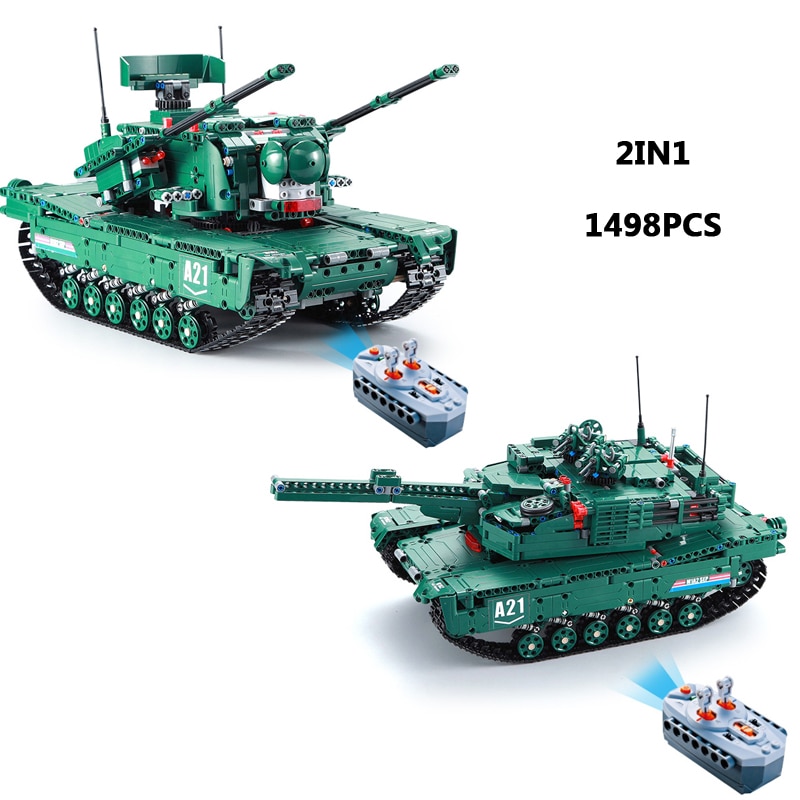 CaDA DETECH M1A2 Abrams 2v1 RC stavebnice, funkční dělo, DEMO režim, 1498 dílů