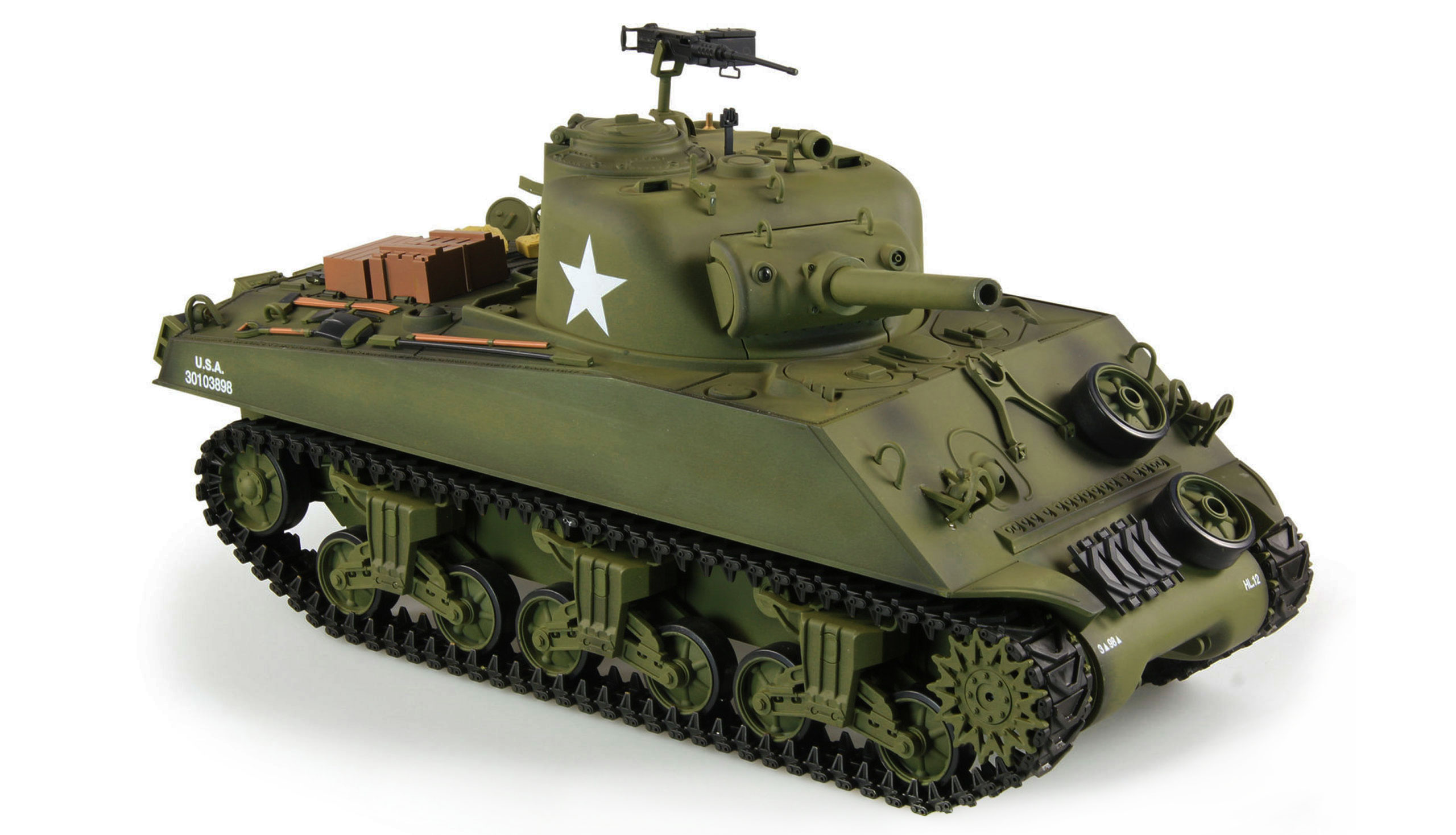 Tank SHERMAN M4A3 BB+IR, 1:16, 2.4 GHz, zvuk, kouř, kovovvé převodovky, RTR