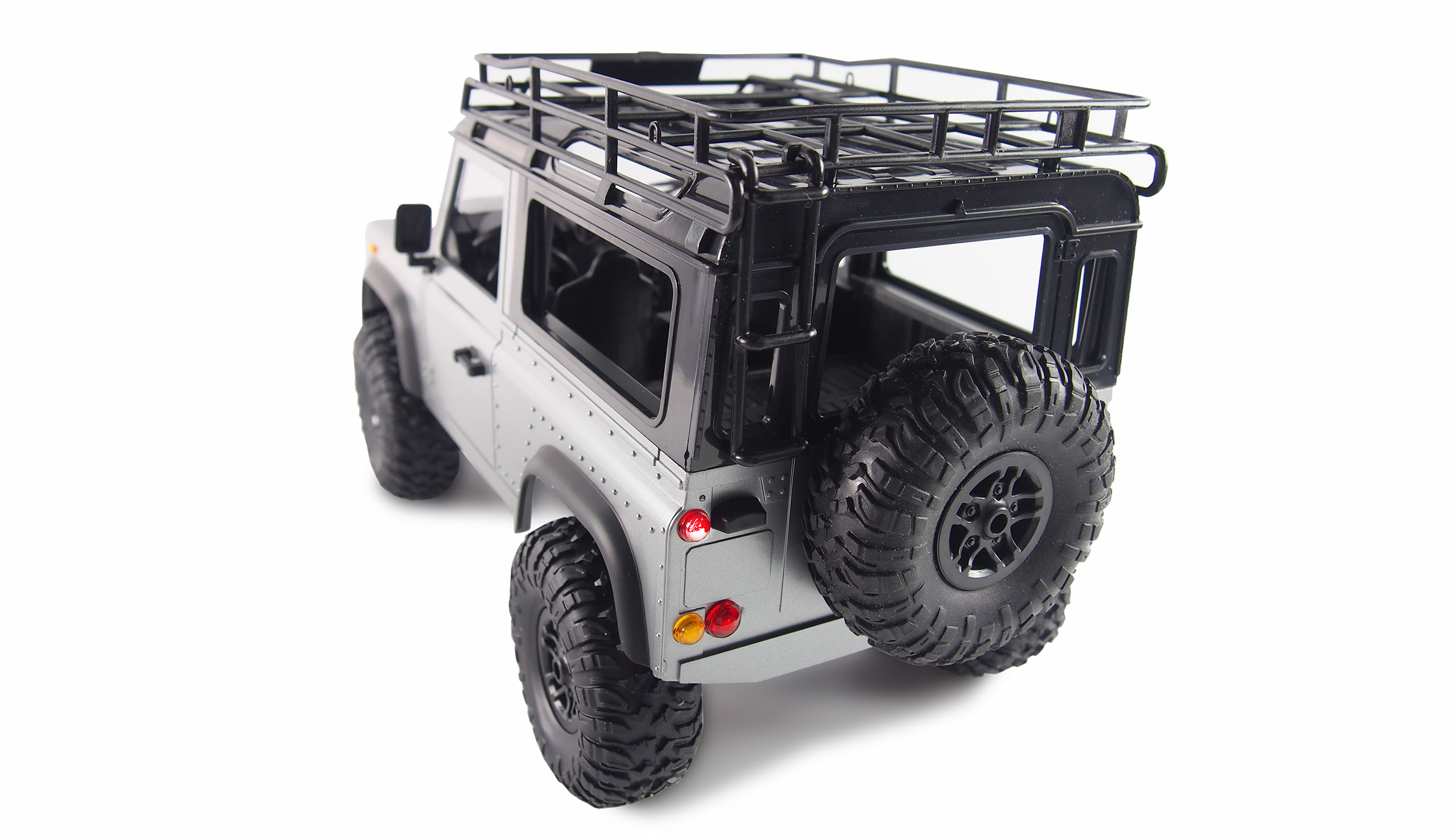 D90 Rock Crawler Defender 1:12, 4WD, 2,4 GHz, LED, plně proporcionální, RTR, stříbrná