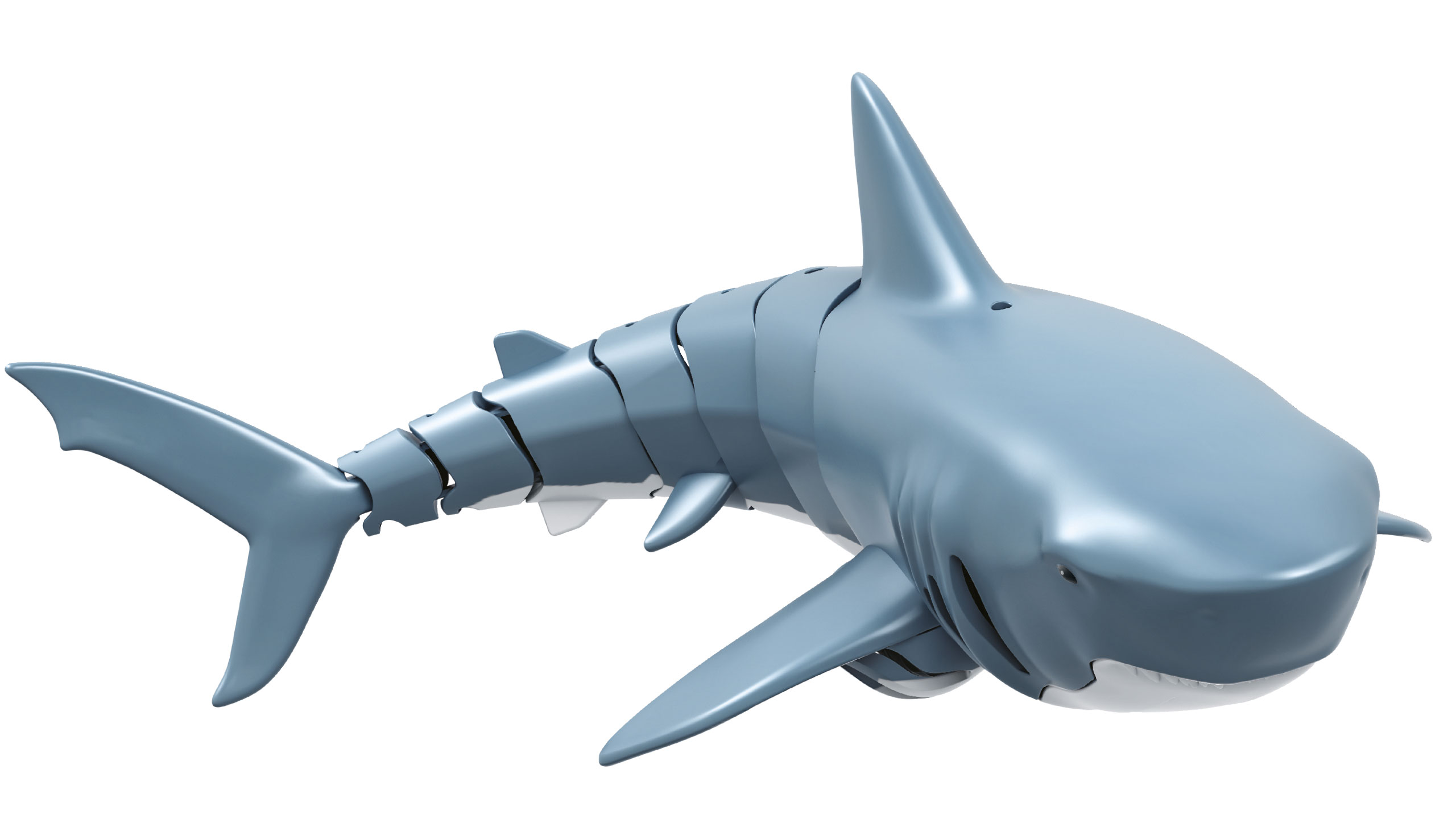 SHARKY, dálkově ovládaný žralok modrý, 4 kanály, dvě lodní turbíny, 2,4Ghz, RTR