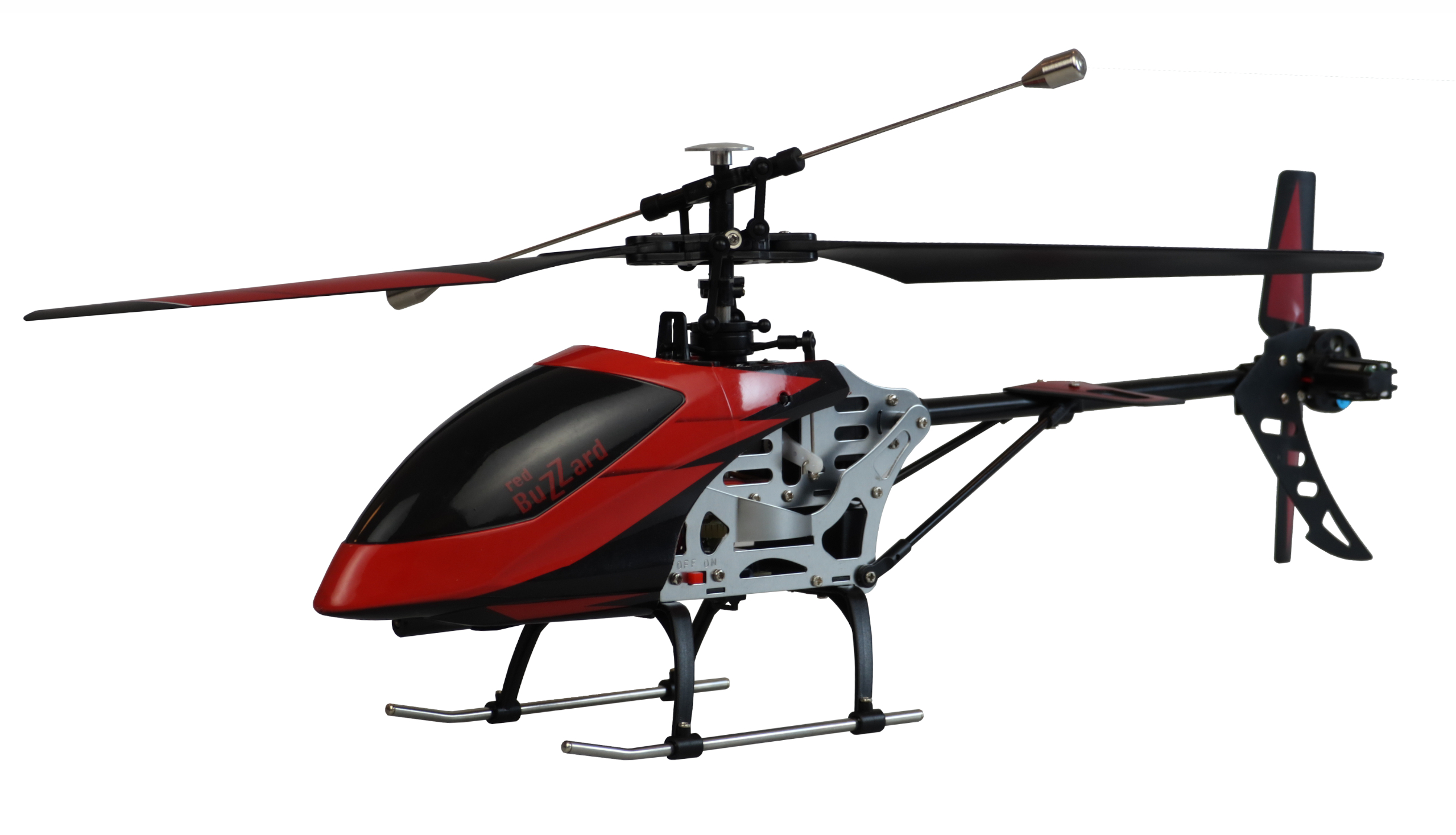 BUZZARD V2 jednorotorový vrtulník se stabilizací, 4ch, RTF, 2,4 GHz, červený
