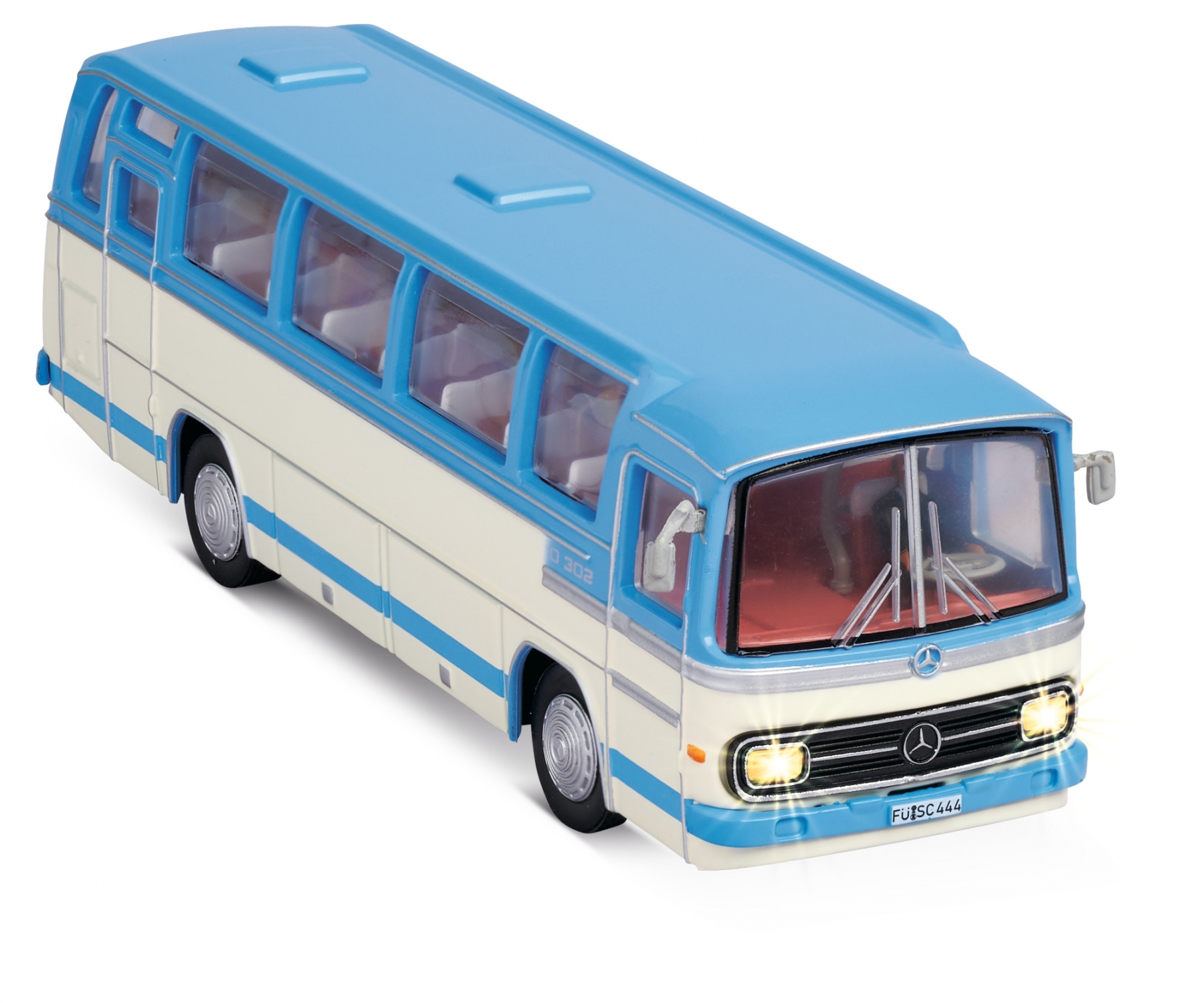 CARSON MB O 302 Bus Blau 1:87 PROPORCIONÁLNÍ, LED OSVĚTLENÍ, REALISTICKÝ ZVUK