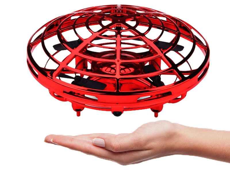 Dron UFO mini-dron ovládaný rukou, senzory proti nárazu, RTF, červený
